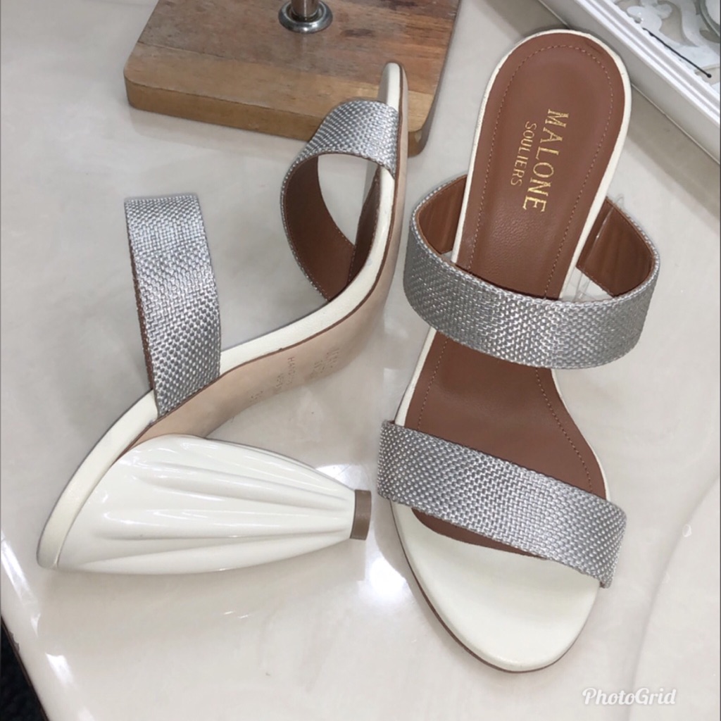 Malone Soulier Lacey Raffia Mules Sandals Sz 6